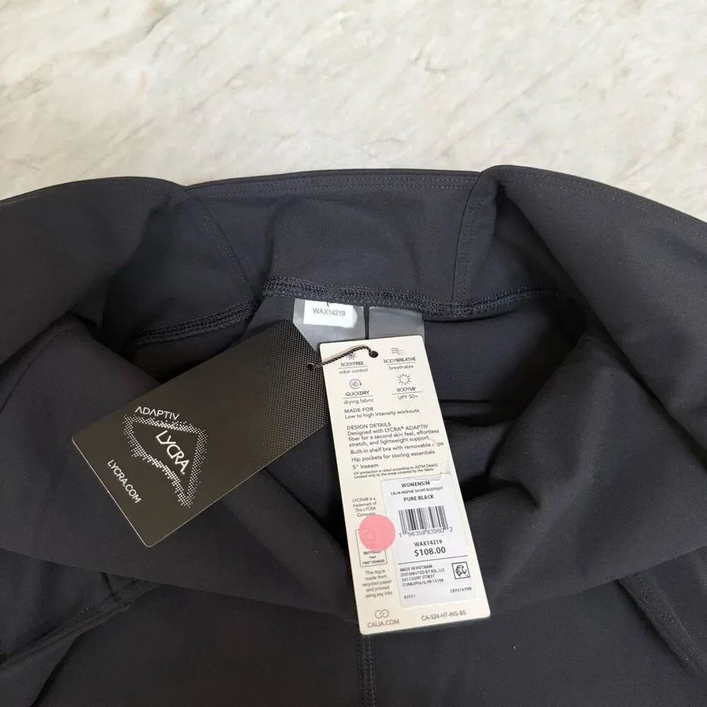CALIA Womens Inspire Short Stretch Lightweight Bodysuit Pure Black Size M NWT